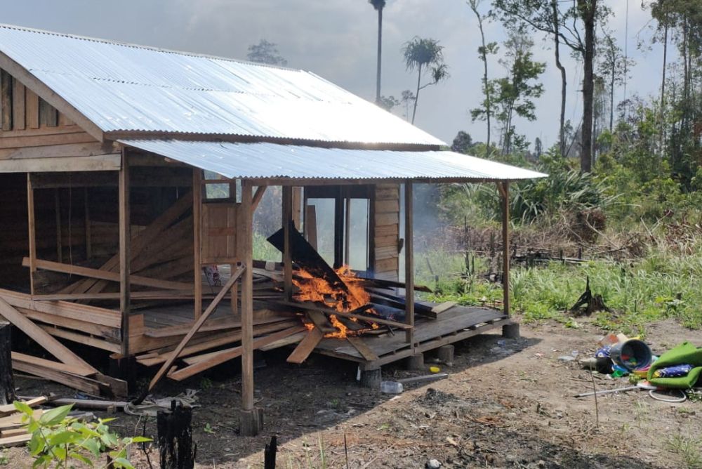 Diduga Milik Perambah Hutan, Petugas Balai Bakar Tiga Pondok di Taman Nasional Teso Nilo  - Pekanbaruexpress