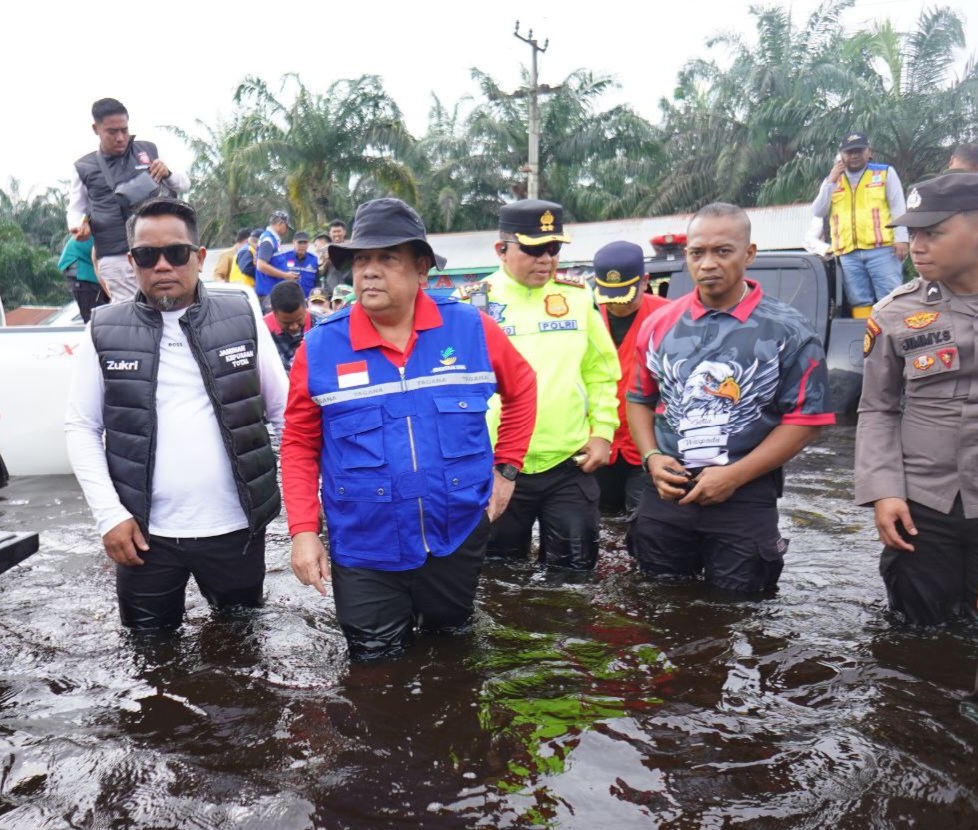 Tinjau Banjir di Pelalawan, Gubri Ingatkan Masyarakat Berhati-hati