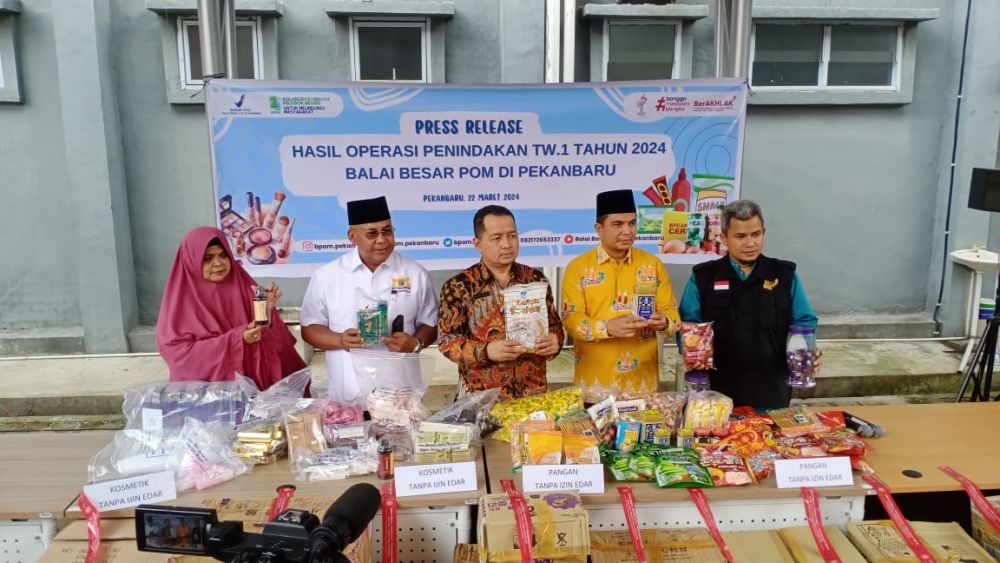 Kosmetik dan Makanan Ilegal Senilai Miliaran Rupiah Diamankan BPOM Pekanbaru