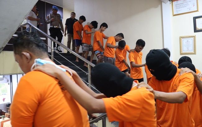 12 Orang Begal Kelompok Duta Mas Diringkus Polresta Pekanbaru, 4 Pelaku Dibawah Umur