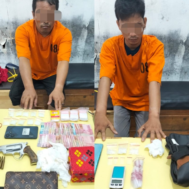 Dua Serangkai Pengedar Sabu dan Satu Pucuk Senpi Rakitan Diamankan Polisi