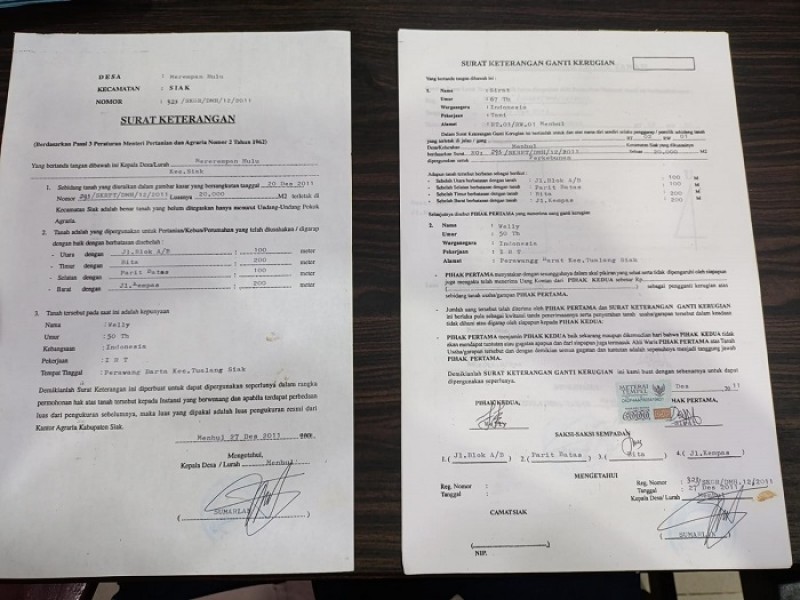 Heboh, Beredar SK Kades di Siak Diduga Perjualbelikan Lahan Konsesi PT SSL