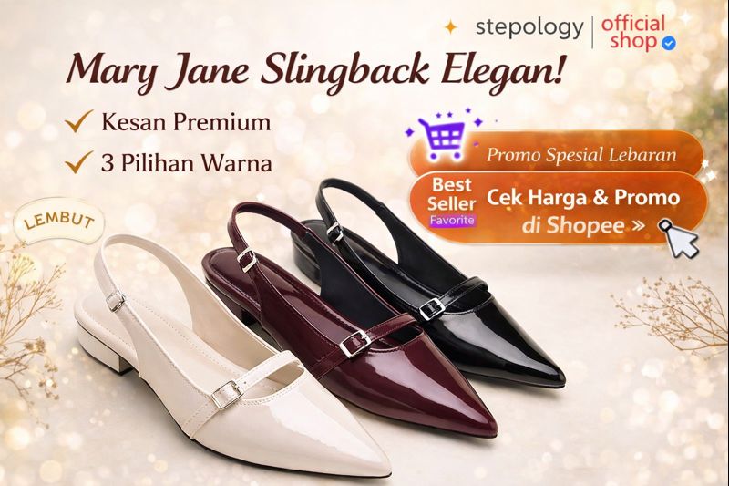 Sepatu Wanita Mary Jane Slingback Elegan
